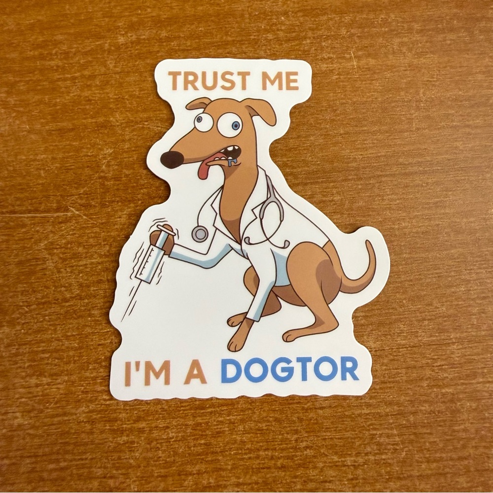 Funny Dog Sticker -‎ Brown